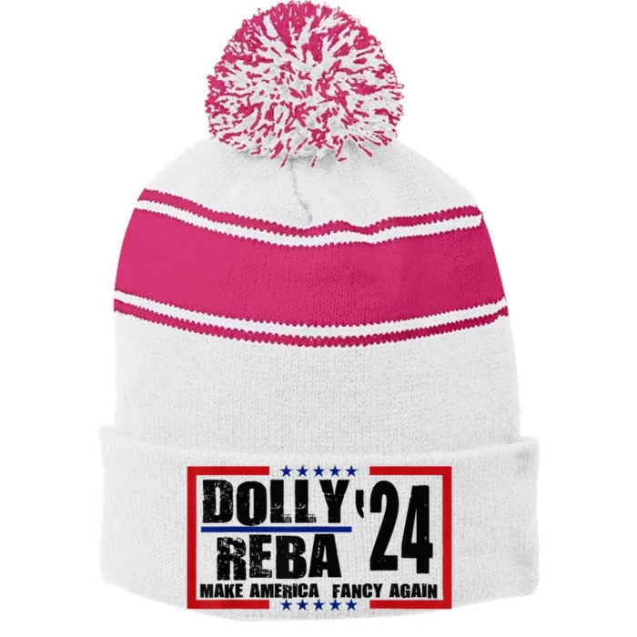 Dolly Reba 24 Make America Fancy Again 24 Stripe Pom Pom Beanie