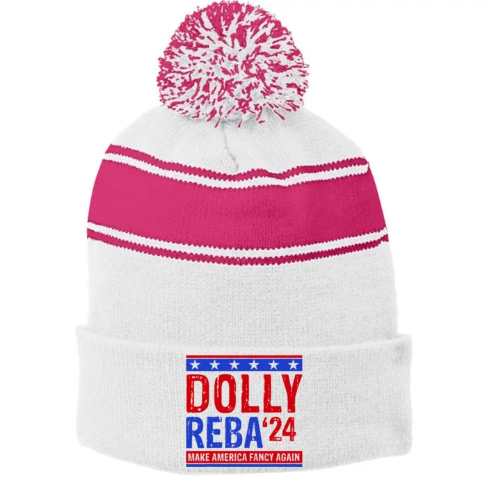 Dolly Reba 24 Make America Fancy Again Stripe Pom Pom Beanie