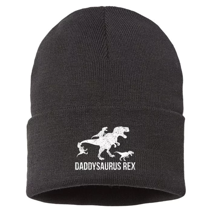 Daddysaurus Rex 3 Daddy Dinosaur Sustainable Knit Beanie