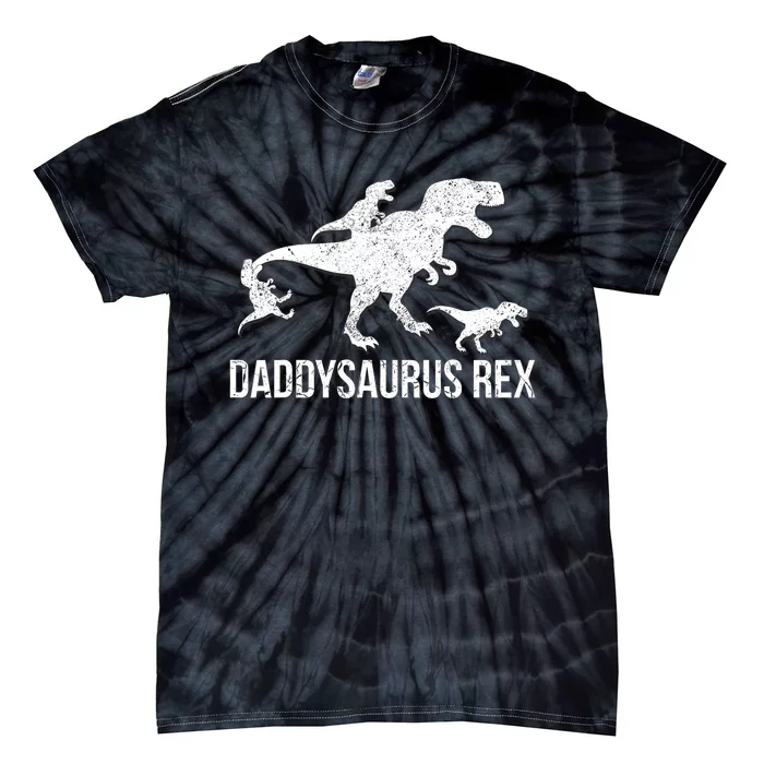 Daddysaurus Rex 3 Daddy Dinosaur Tie-Dye T-Shirt