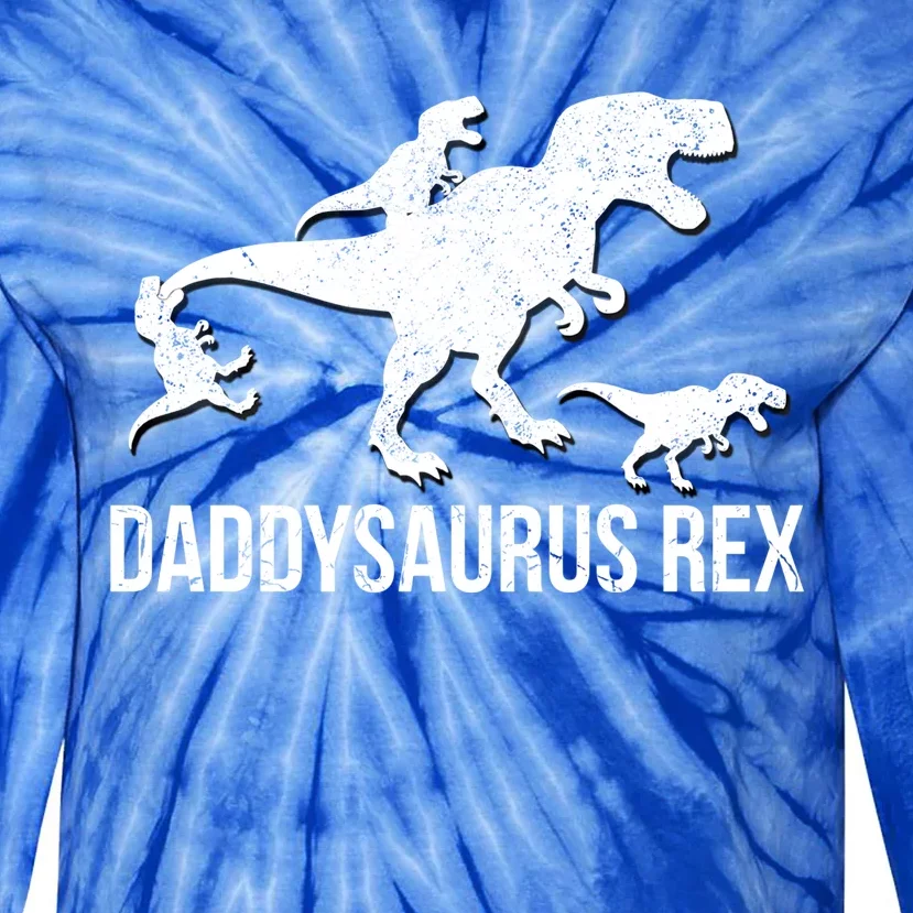 Daddysaurus Rex 3 Daddy Dinosaur Gift Tie-Dye Long Sleeve Shirt