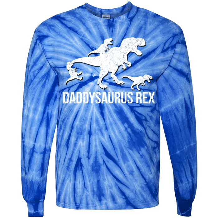 Daddysaurus Rex 3 Daddy Dinosaur Gift Tie-Dye Long Sleeve Shirt