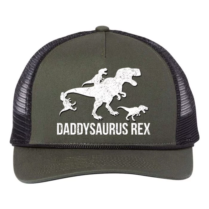 Daddysaurus Rex 3 Daddy Dinosaur Gift Retro Rope Trucker Hat Cap