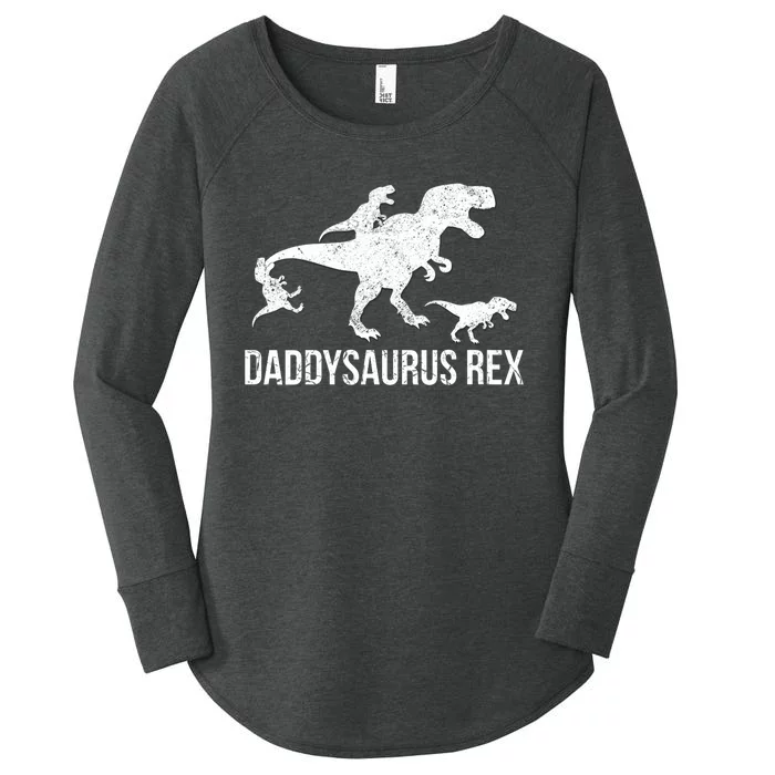 Daddysaurus Rex 3 Daddy Dinosaur Vneck Women's Perfect Tri Tunic Long Sleeve Shirt