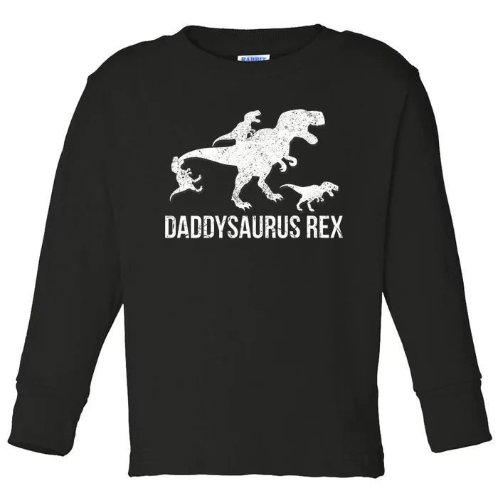 Daddysaurus Rex 3 Daddy Dinosaur Vneck Toddler Long Sleeve Shirt