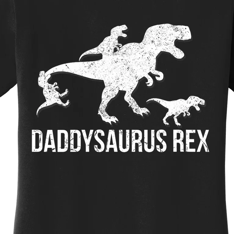 Daddysaurus Rex 3 Daddy Dinosaur Vneck Women's T-Shirt