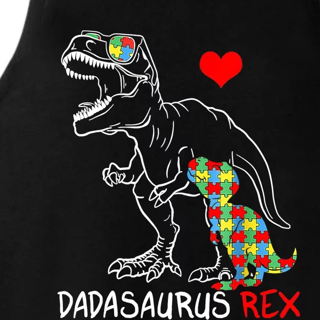 Dadasaurus Rex Autism Awareness Proud Dad Father's Day Ladies Tri-Blend Wicking Tank