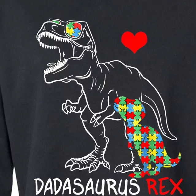 Dadasaurus Rex Autism Awareness Proud Dad Father's Day Cropped Pullover Crew