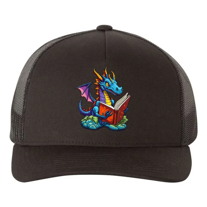 Dragon Reading A Book Yupoong Adult 5-Panel Trucker Hat