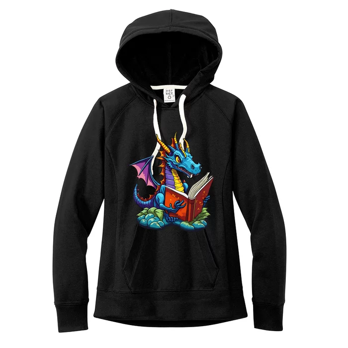 Dragon Reading A Book Women's Fleece Hoodie