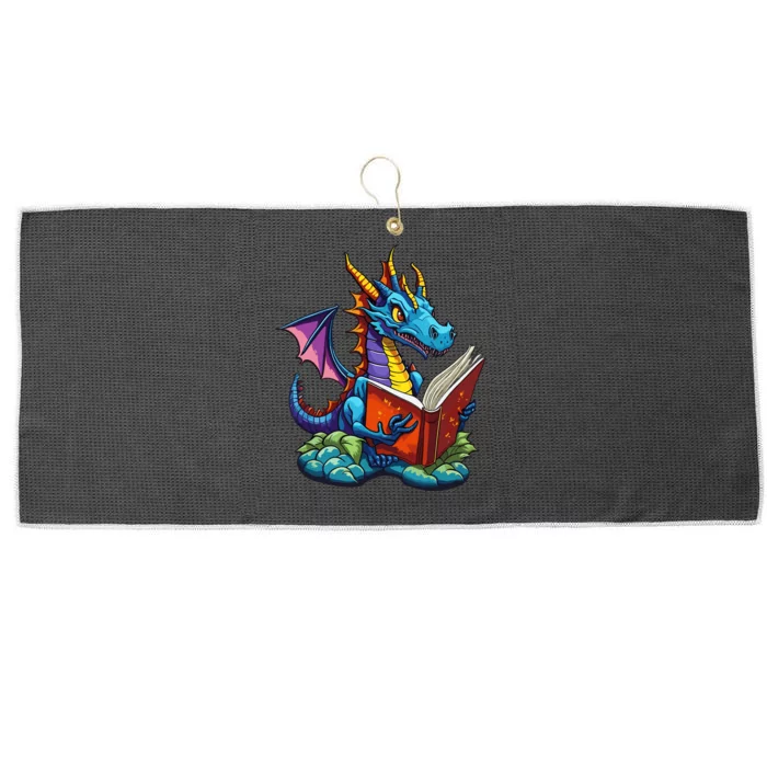 Dragon Reading A Book Large Microfiber Waffle Golf Towel