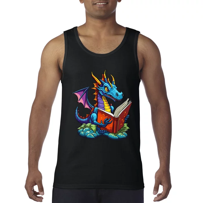 Dragon Reading A Book Tank Top