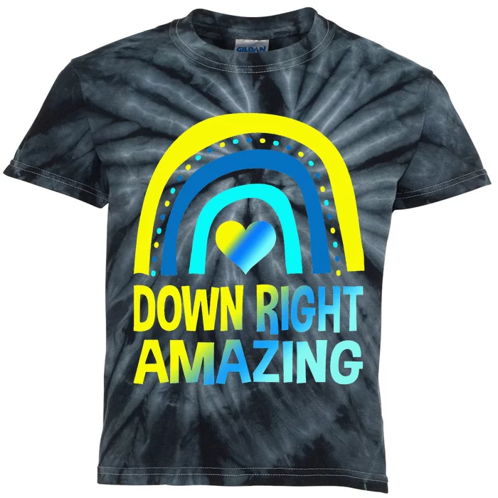 Down Right Amazing Down Syndrome Awareness Kids Tie-Dye T-Shirt