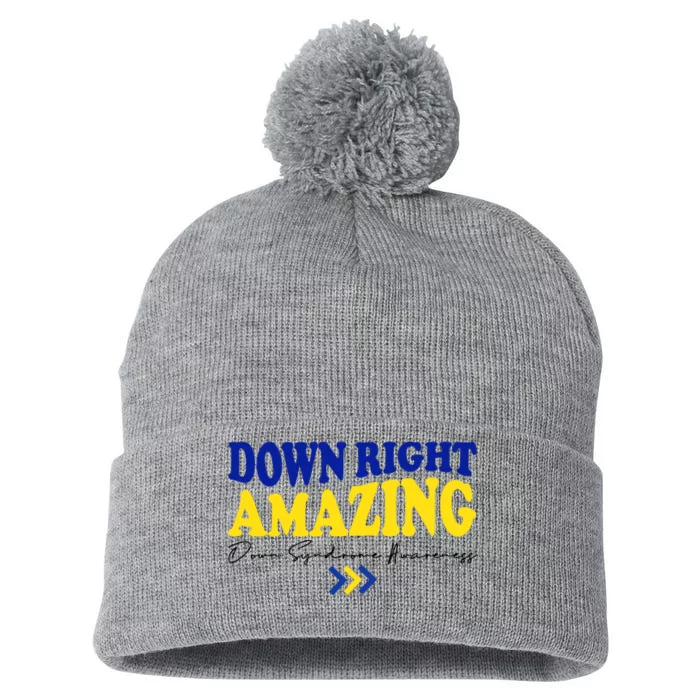 Down Right Amazing Down Syndrome Awareness Pom Pom 12in Knit Beanie