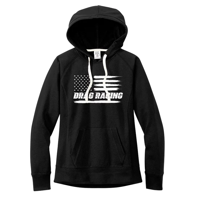 Drag Racing American Flag Drag Racer Race Car Lover Women's Fleece Hoodie