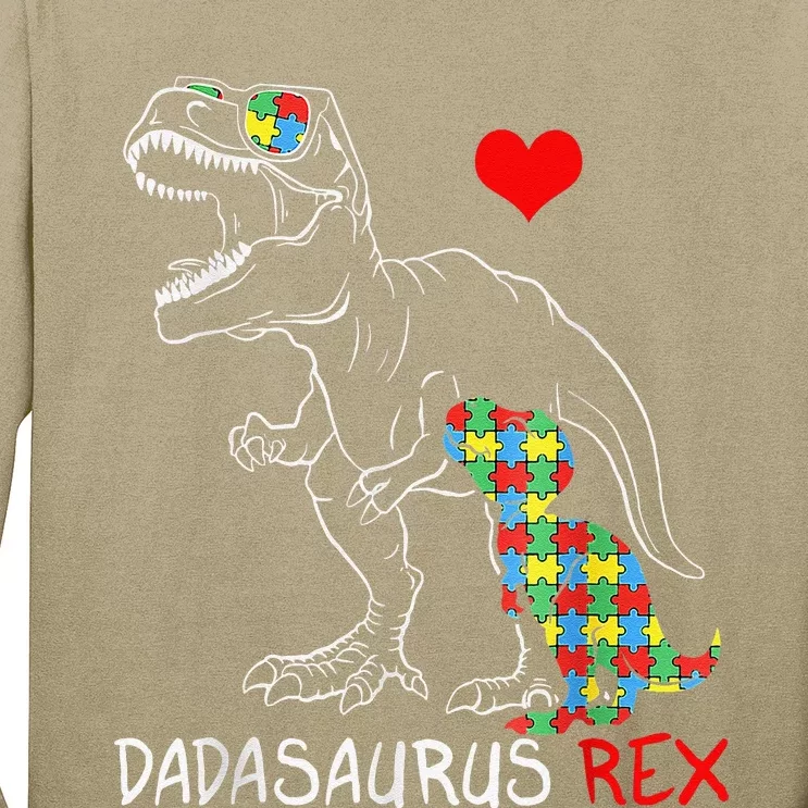 Dadasaurus Rex Autism Awareness Proud Dad Fathers Day Long Sleeve Shirt