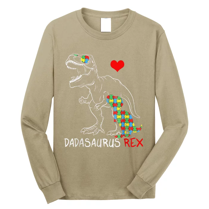 Dadasaurus Rex Autism Awareness Proud Dad Fathers Day Long Sleeve Shirt