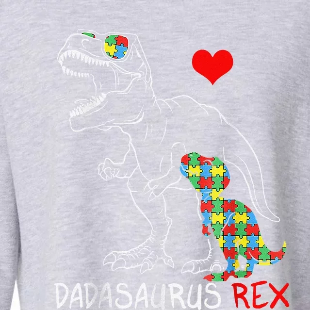 Dadasaurus Rex Autism Awareness Proud Dad Fathers Day Cropped Pullover Crew