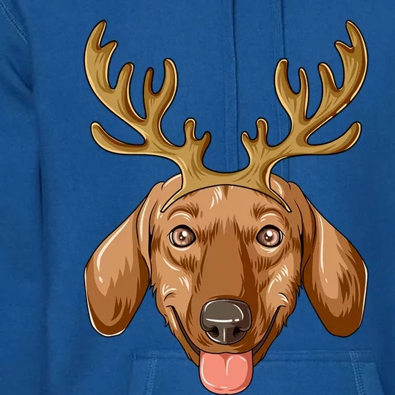 Dachshund Reindeer Antlers Christmas Dachshund Cool Gift Premium Hoodie