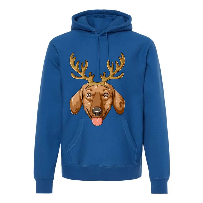 Dachshund Reindeer Antlers Christmas Dachshund Cool Gift Premium Hoodie