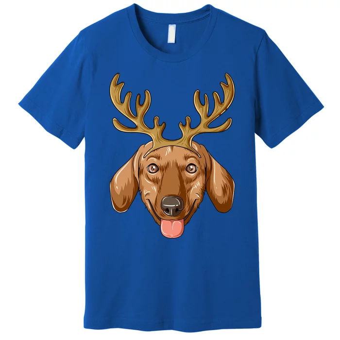 Dachshund Reindeer Antlers Christmas Dachshund Cool Gift Premium T-Shirt