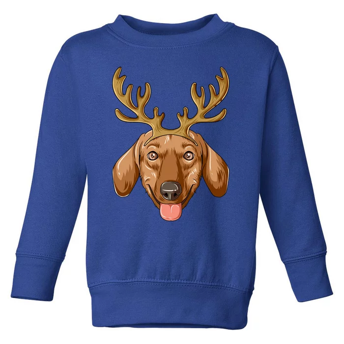 Dachshund Reindeer Antlers Christmas Dachshund Cool Gift Toddler Sweatshirt