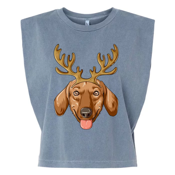 Dachshund Reindeer Antlers Christmas Dachshund Cool Gift Garment-Dyed Women's Muscle Tee