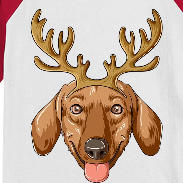 Dachshund Reindeer Antlers Christmas Dachshund Cool Gift Kids Colorblock Raglan Jersey