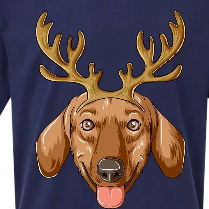 Dachshund Reindeer Antlers Christmas Dachshund Cool Gift Sueded Cloud Jersey T-Shirt