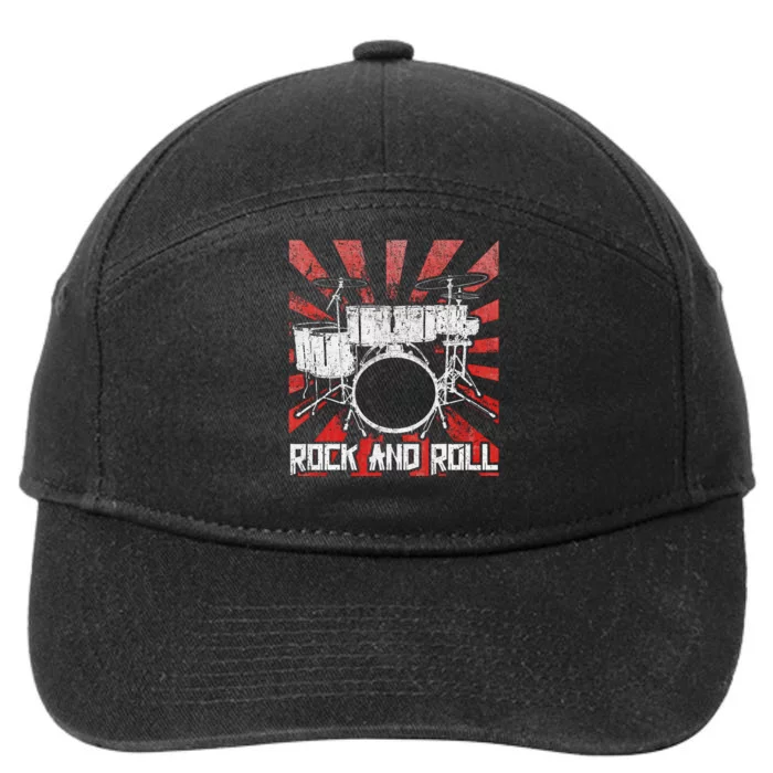 Drum Rock And Roll Drummer Music 7-Panel Snapback Hat