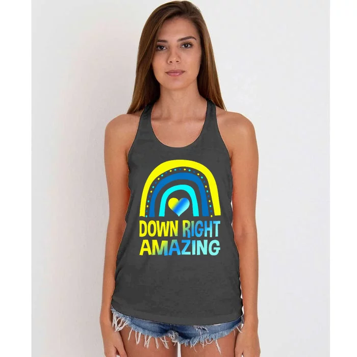 Down Right Amazing Down Syndrome Awareness Women's Knotted Racerback Tank