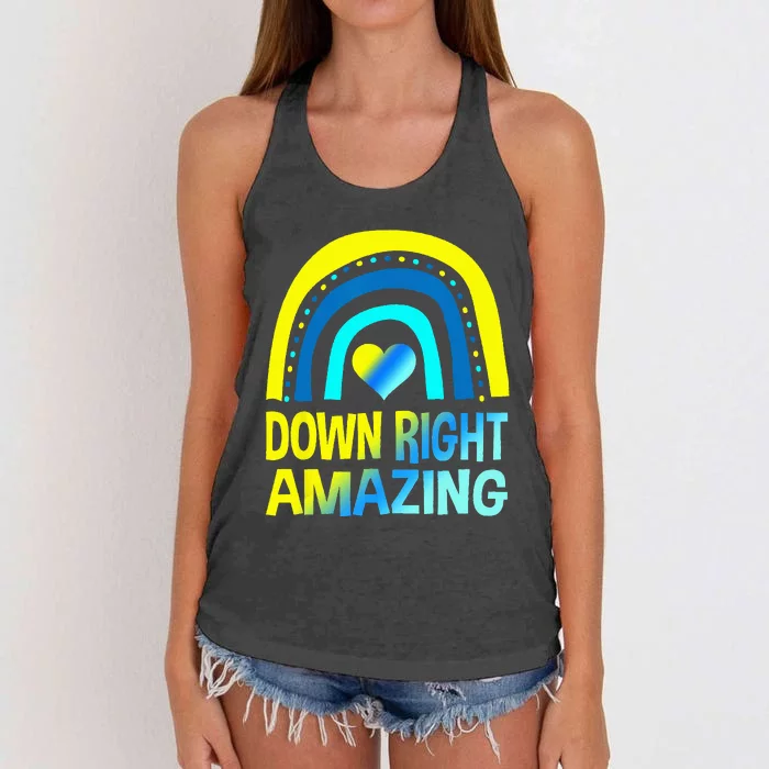 Down Right Amazing Down Syndrome Awareness Women's Knotted Racerback Tank