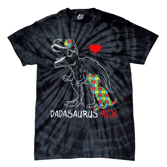 Dadasaurus Rex Autism Awareness Proud Dad Father's Day Tie-Dye T-Shirt