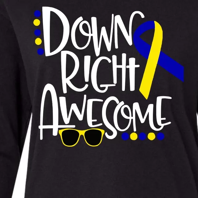 Down Right Awesome Down Syndrome Awareness Ribbon Womens Cotton Relaxed Long Sleeve T-Shirt