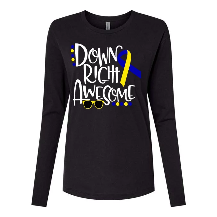 Down Right Awesome Down Syndrome Awareness Ribbon Womens Cotton Relaxed Long Sleeve T-Shirt