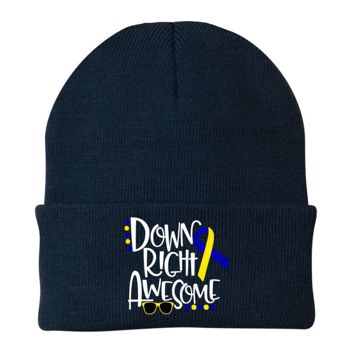 Down Right Awesome Down Syndrome Awareness Ribbon Knit Cap Winter Beanie