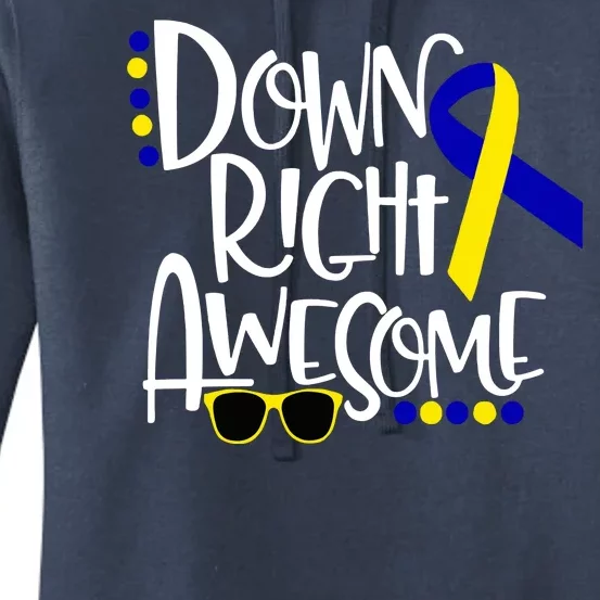 Down Right Awesome Down Syndrome Awareness Ribbon Women's Pullover Hoodie