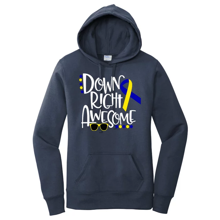 Down Right Awesome Down Syndrome Awareness Ribbon Women's Pullover Hoodie