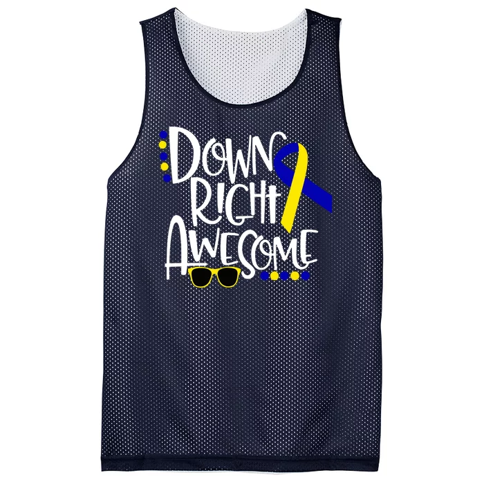 Down Right Awesome Down Syndrome Awareness Ribbon Mesh Reversible Basketball Jersey Tank