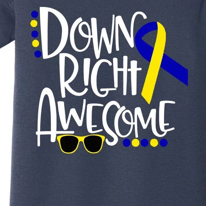 Down Right Awesome Down Syndrome Awareness Ribbon Baby Bodysuit