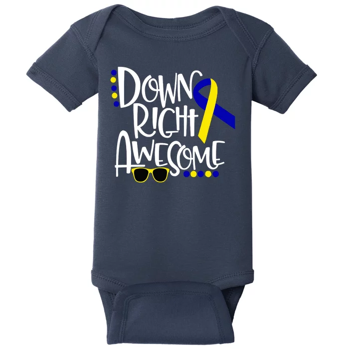 Down Right Awesome Down Syndrome Awareness Ribbon Baby Bodysuit