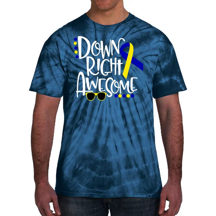 Down Right Awesome Down Syndrome Awareness Ribbon Tie-Dye T-Shirt