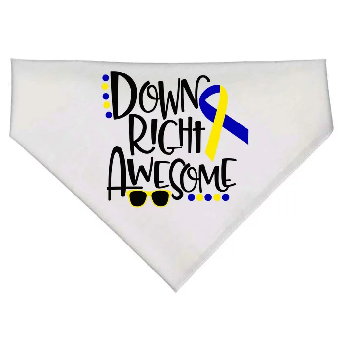 Down Right Awesome Down Syndrome Awareness Ribbon USA-Made Doggie Bandana