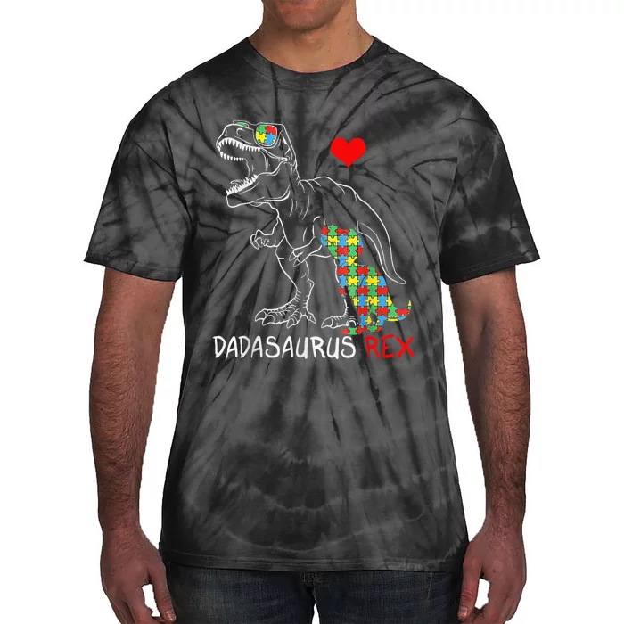 Dadasaurus Rex Autism Awareness Proud Dad Father's Day Tie-Dye T-Shirt