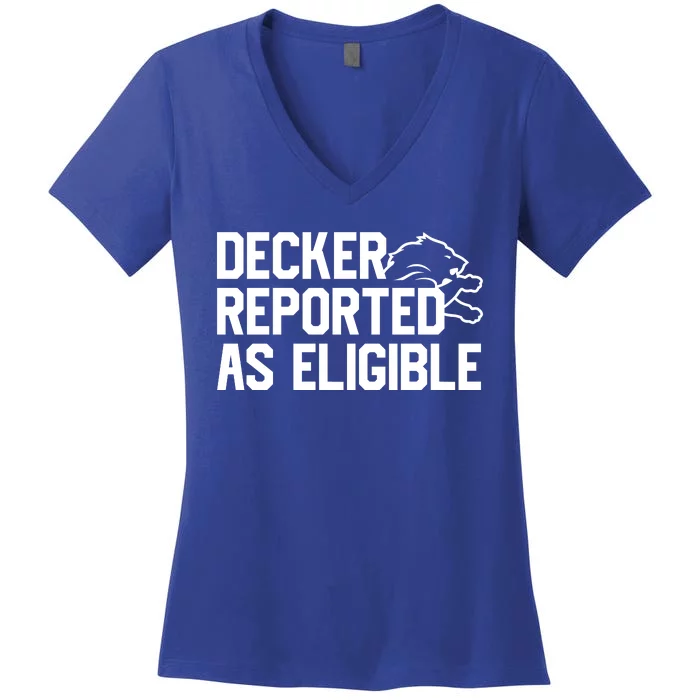 Decker Reported As Eligible Funny Saying Women's V-Neck T-Shirt