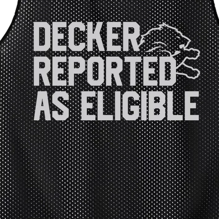 Decker Reported As Eligible Mesh Reversible Basketball Jersey Tank