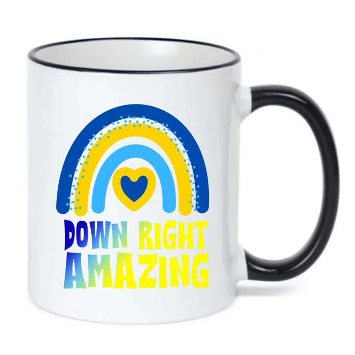 Down Right Amazing Rainbow Down Syndrome Awareness Black Color Changing Mug