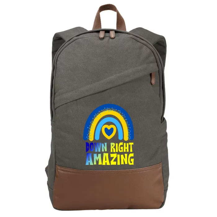 Down Right Amazing Rainbow Down Syndrome Awareness Cotton Canvas Backpack