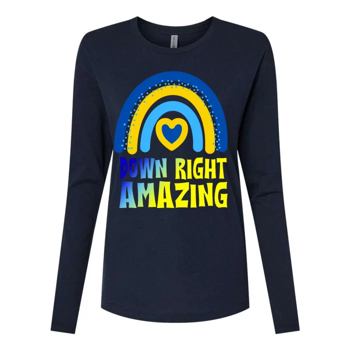 Down Right Amazing Rainbow Down Syndrome Awareness Womens Cotton Relaxed Long Sleeve T-Shirt