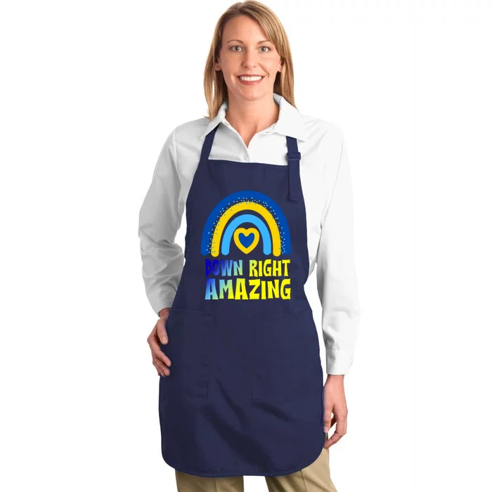 Down Right Amazing Rainbow Down Syndrome Awareness Full-Length Apron With Pocket